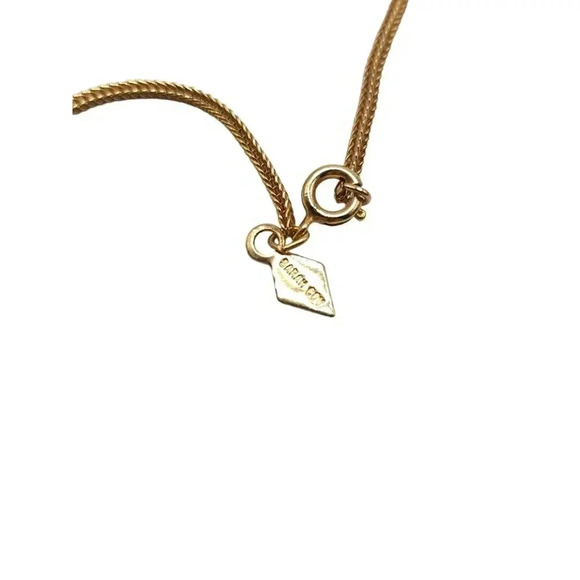 Sarah Cov Curved Bar Braided Chain Necklace Gold Tone Spring Ring Clasp Vintage - Picture 4 of 5